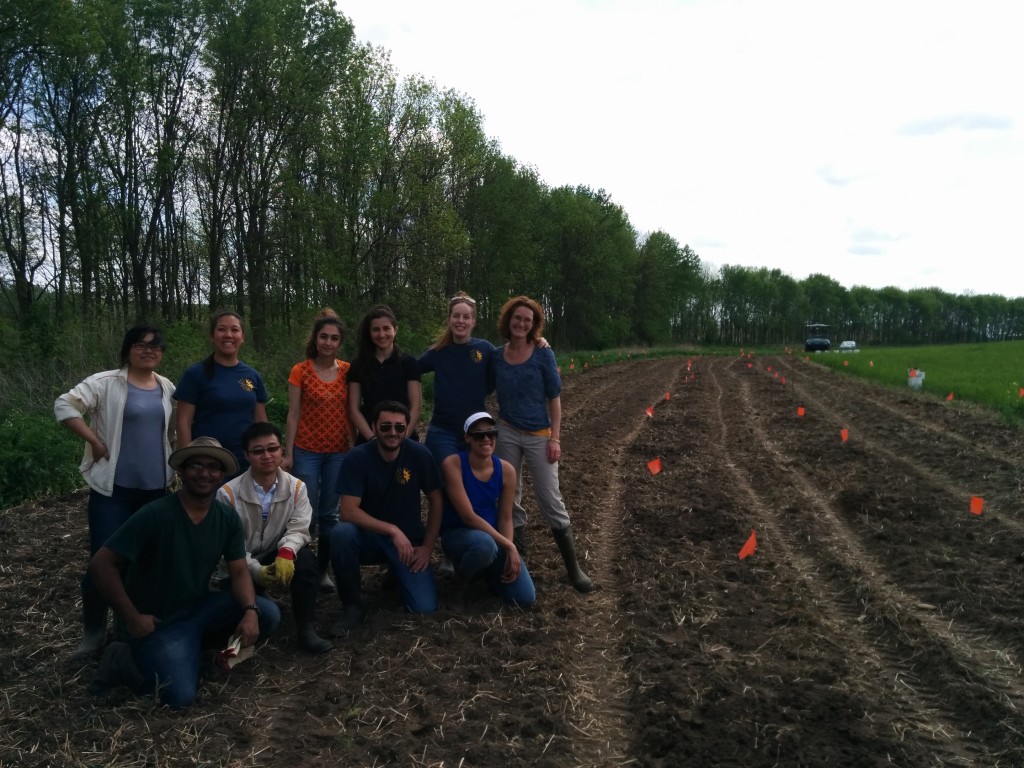 My lab group and me in May 2014 for a field day where we planted some 100 tree saplings in accordance with an environmental grant requirement. Credit: Fushcia Hoover